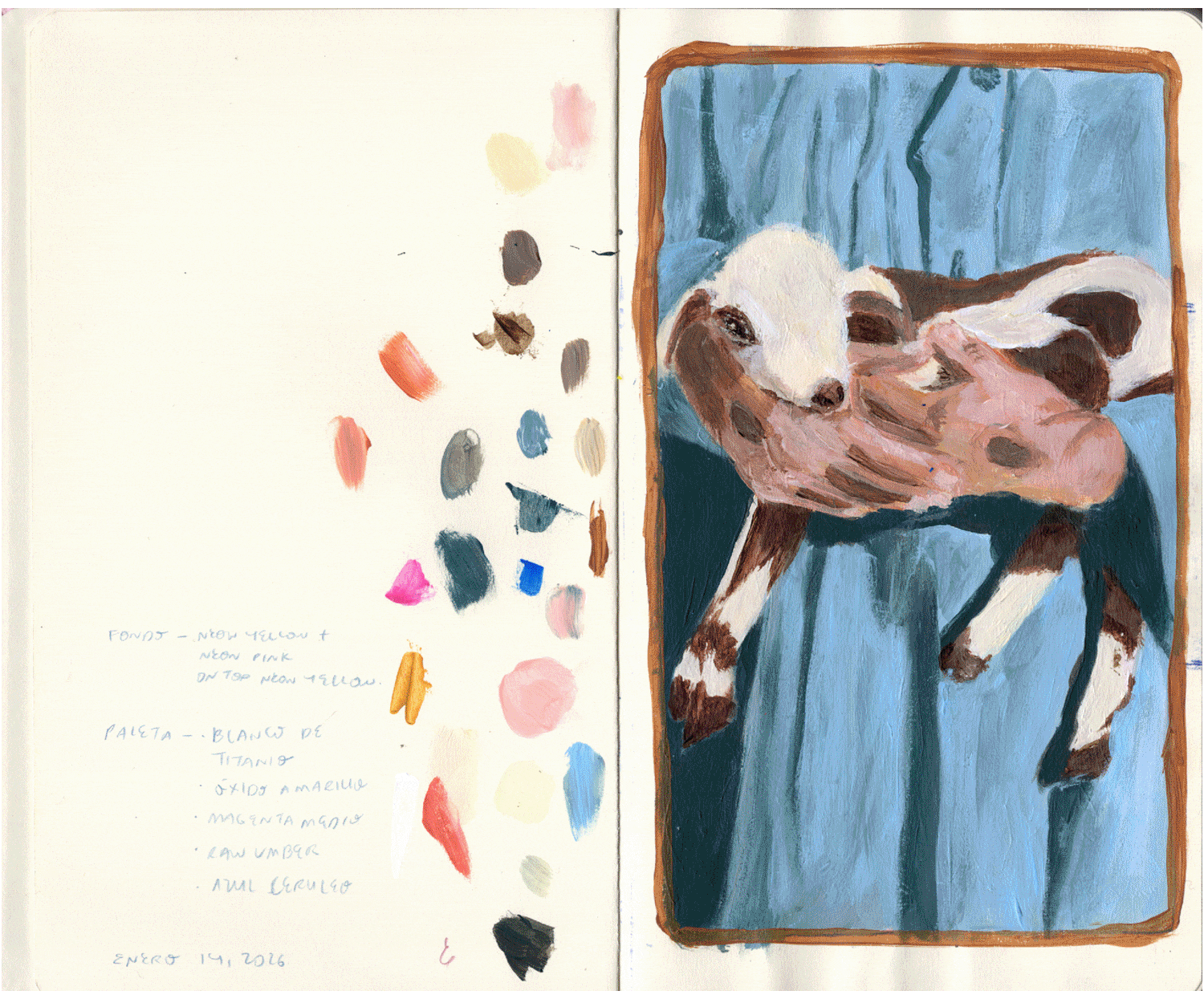 Reel en el que se puede apreciar la exploración que la artista realizó en su sketchbook en el año 2026.