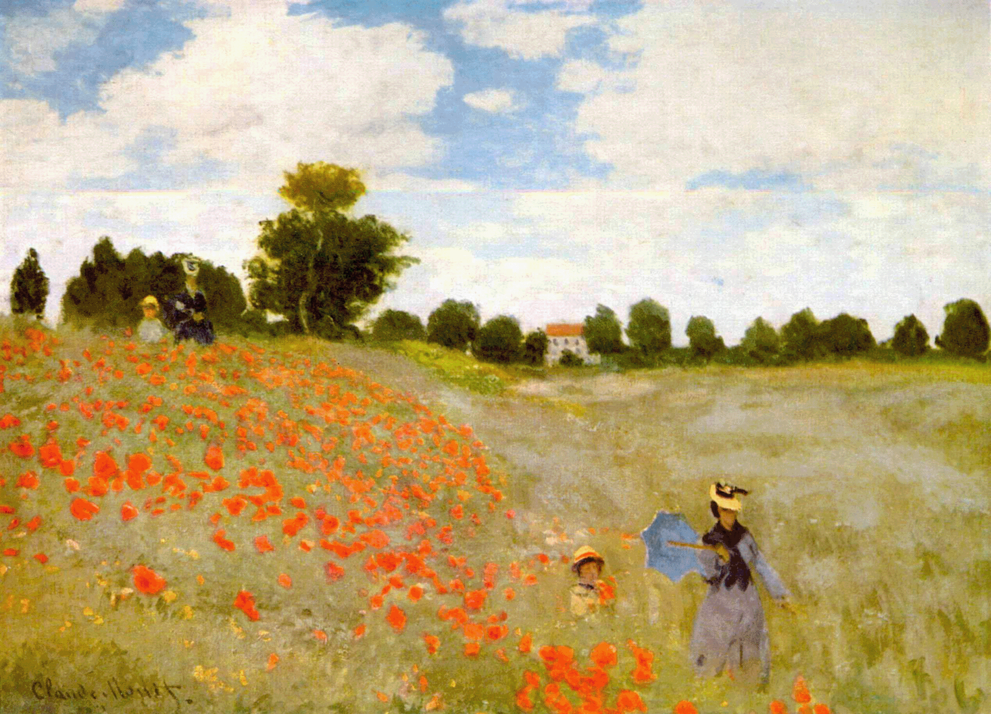 Exploración de 9 imágenes hecha a partir de la pintura del pintor Claude Monet "las amapolas".