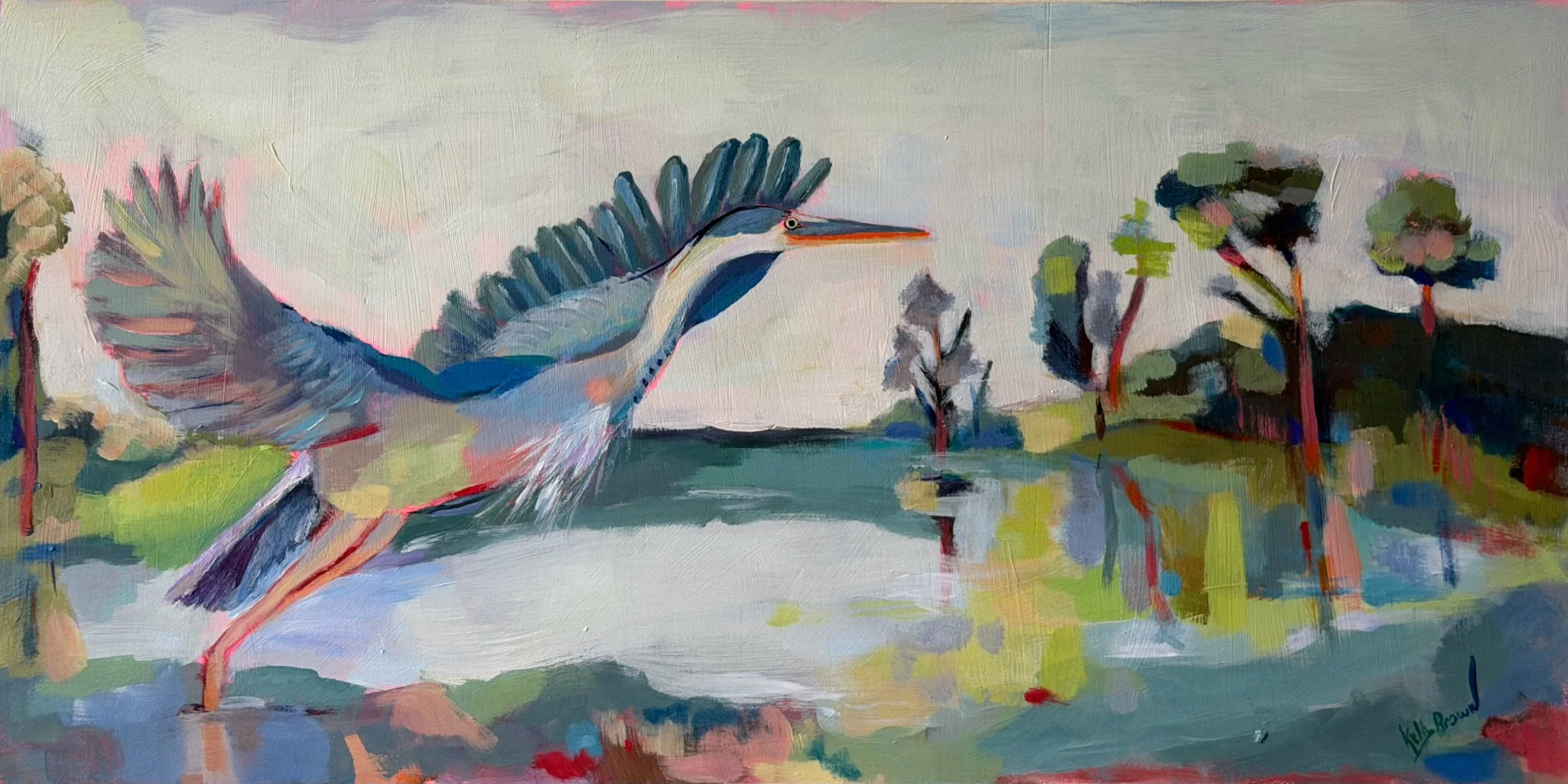 Uplifting Original Acrylic Painting on Cradled Wood Panel 10x20”
