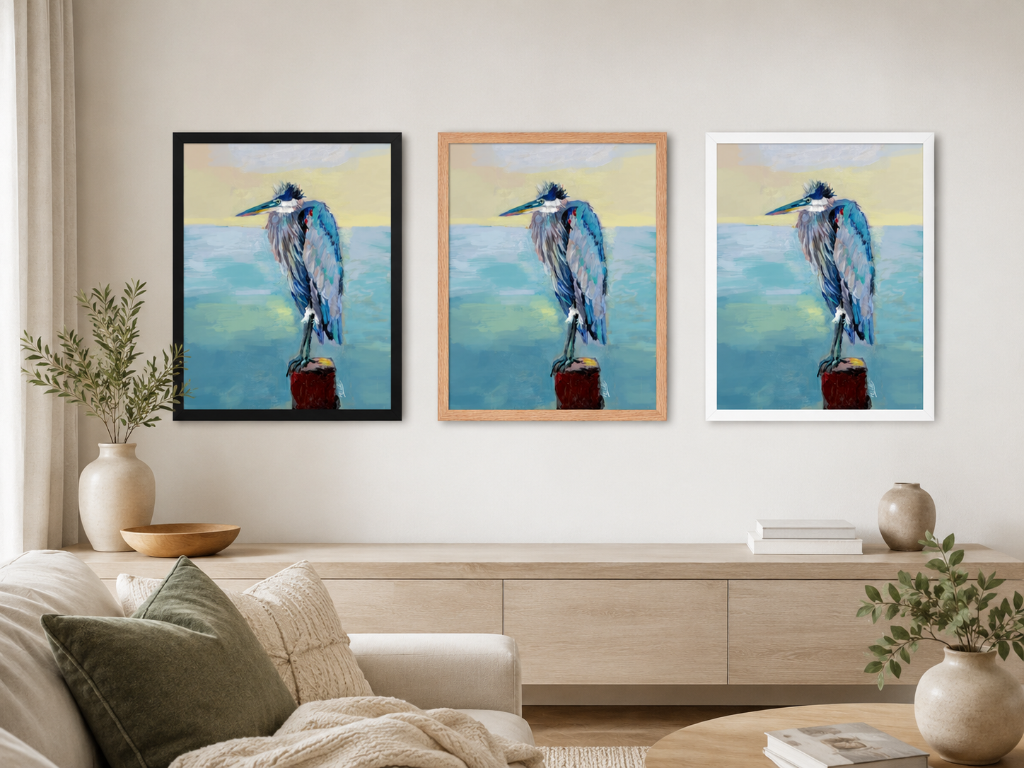 Perched Heron Framed Fine Art Print