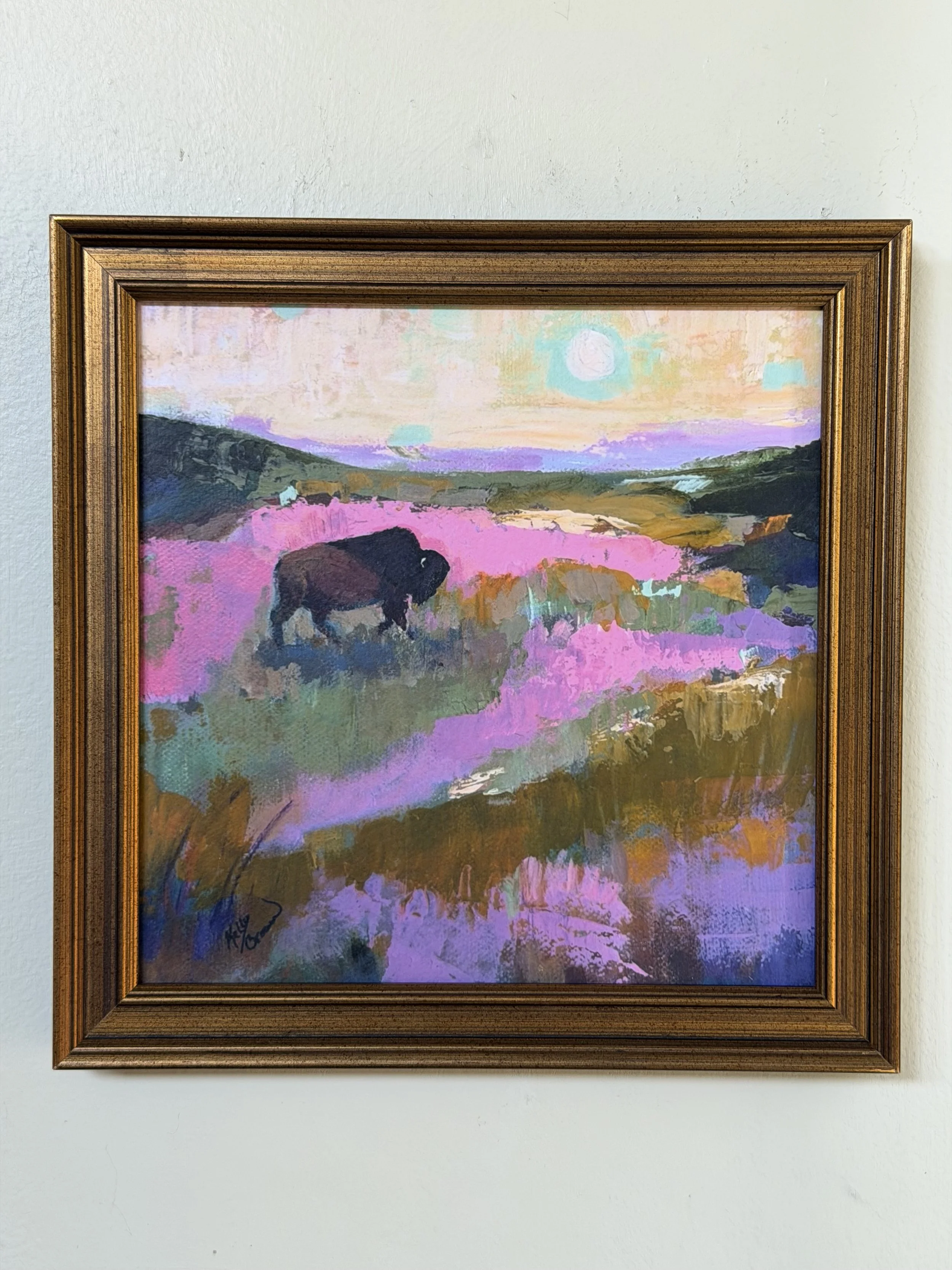 Prairie Bison | Waxed Fine Art Print in Wood Frame