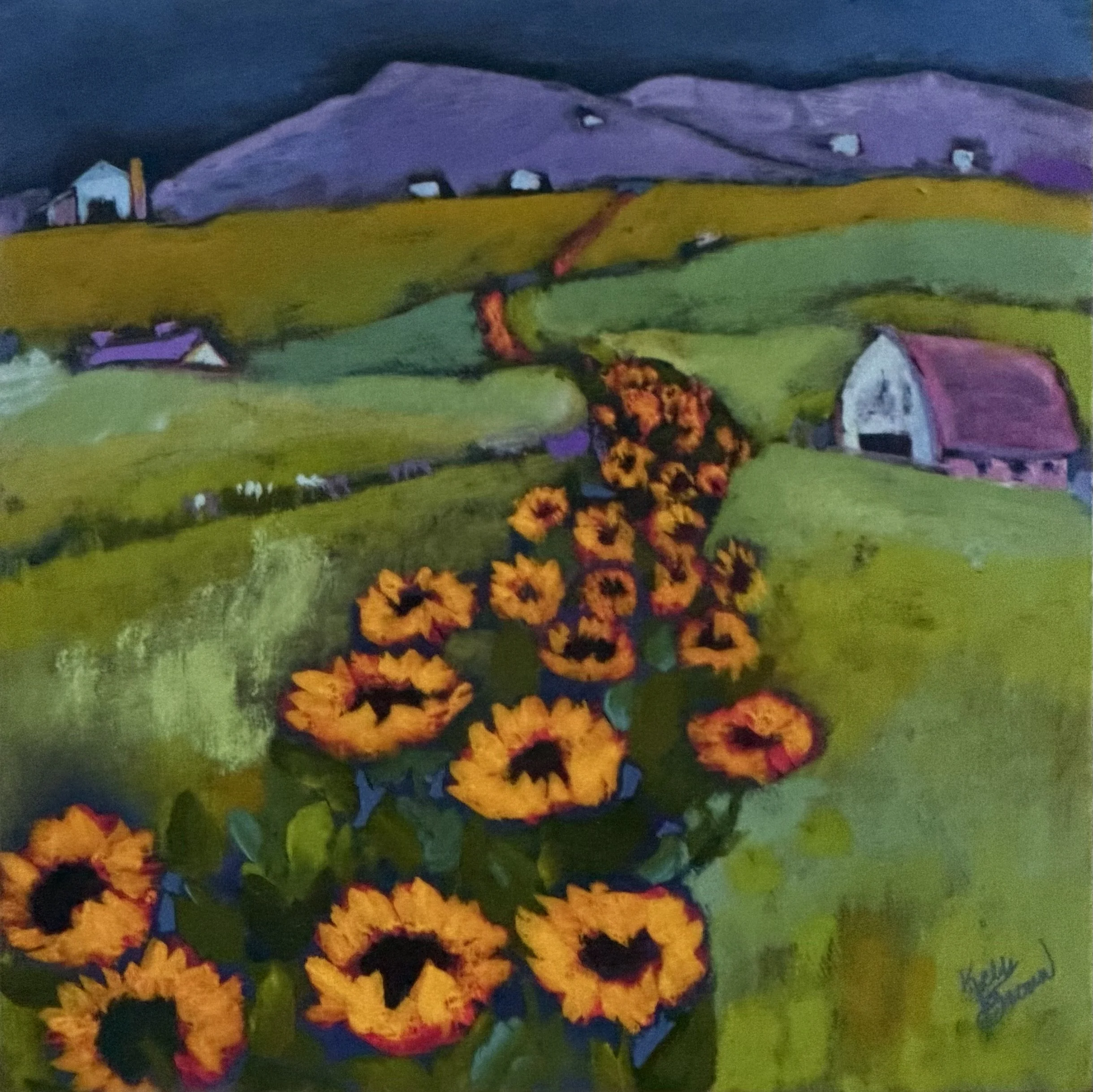Sunflower Row – Flower Row Series Hand Mounted Fine Art Print