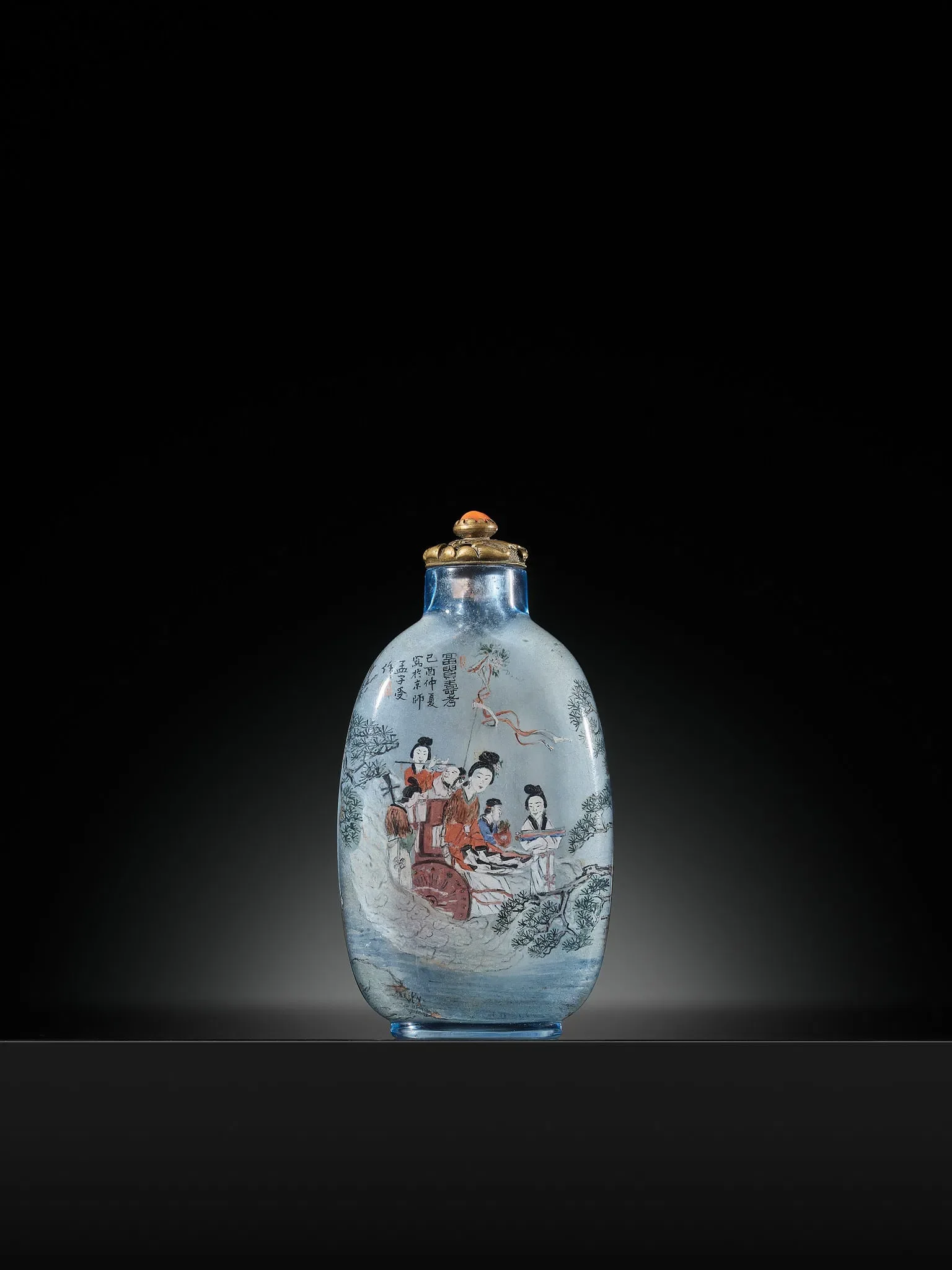 'FIGURAL SCENES' SNUFF BOTTLE, BY MENG ZISHOU, DATED 1909 
 STARTING BID €250 
 ESTIMATE: €250–€500 
 UNDERVALUED ↓ 