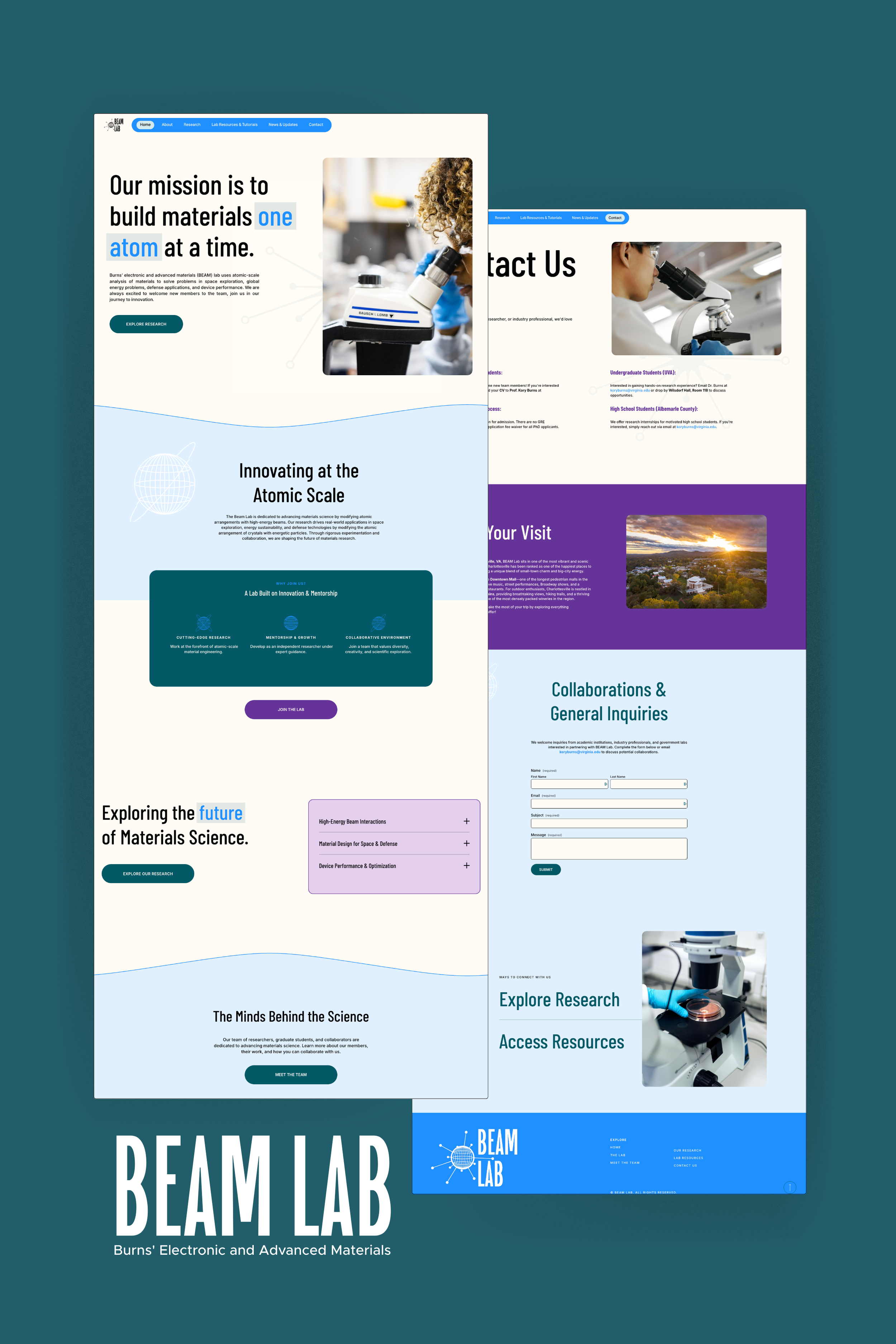 Squarespace website mockup of UVA research lab