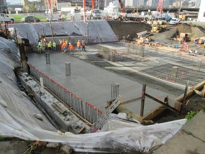First mat slab pour at Block 75