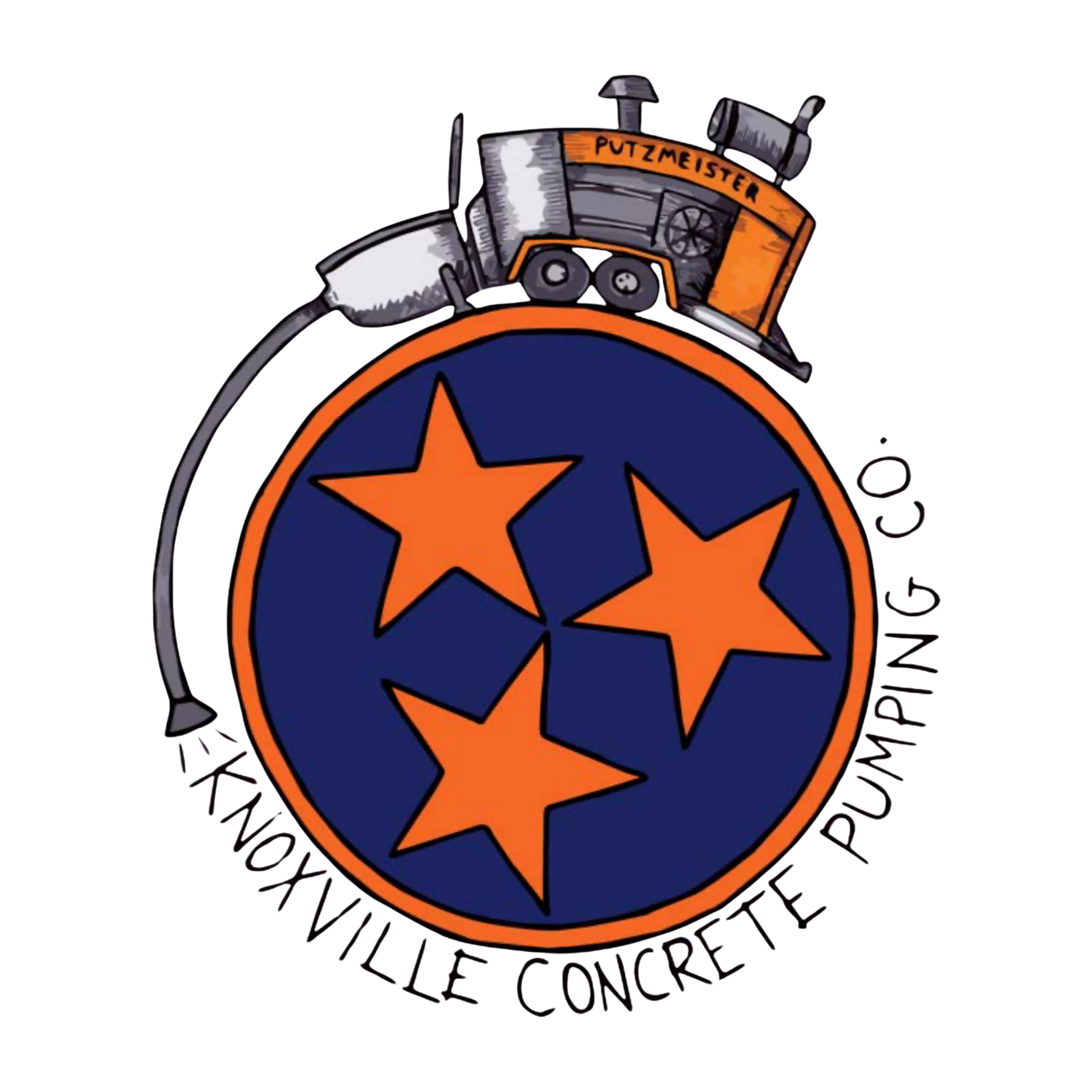 Logo featuring a cartoon-style hand grenade with a blue circle and orange stars on it, and an orange banner with black text reading "PUTZMEISTER" at the top.