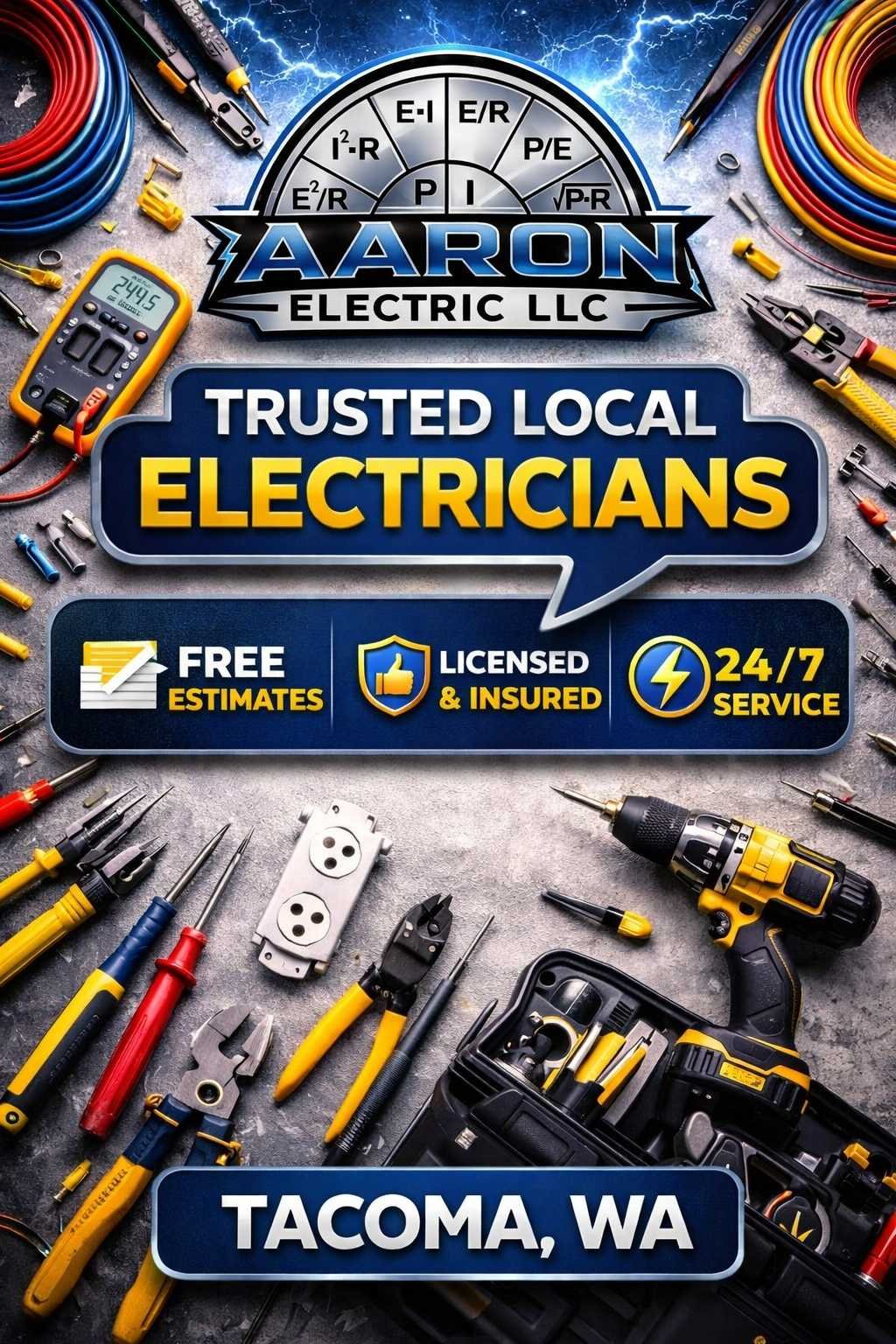 Aaron Electric Tacoma WA residential electrician panel upgrades EV charger installation licensed insured local expert