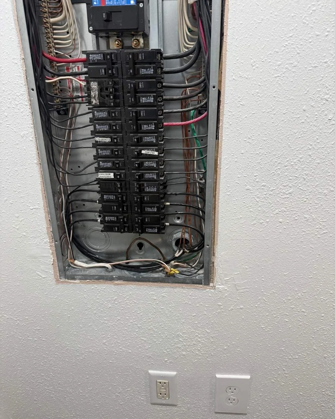 Residential electrical panel installation in Tacoma WA with breakers and wiring by Aaron Electric LLC