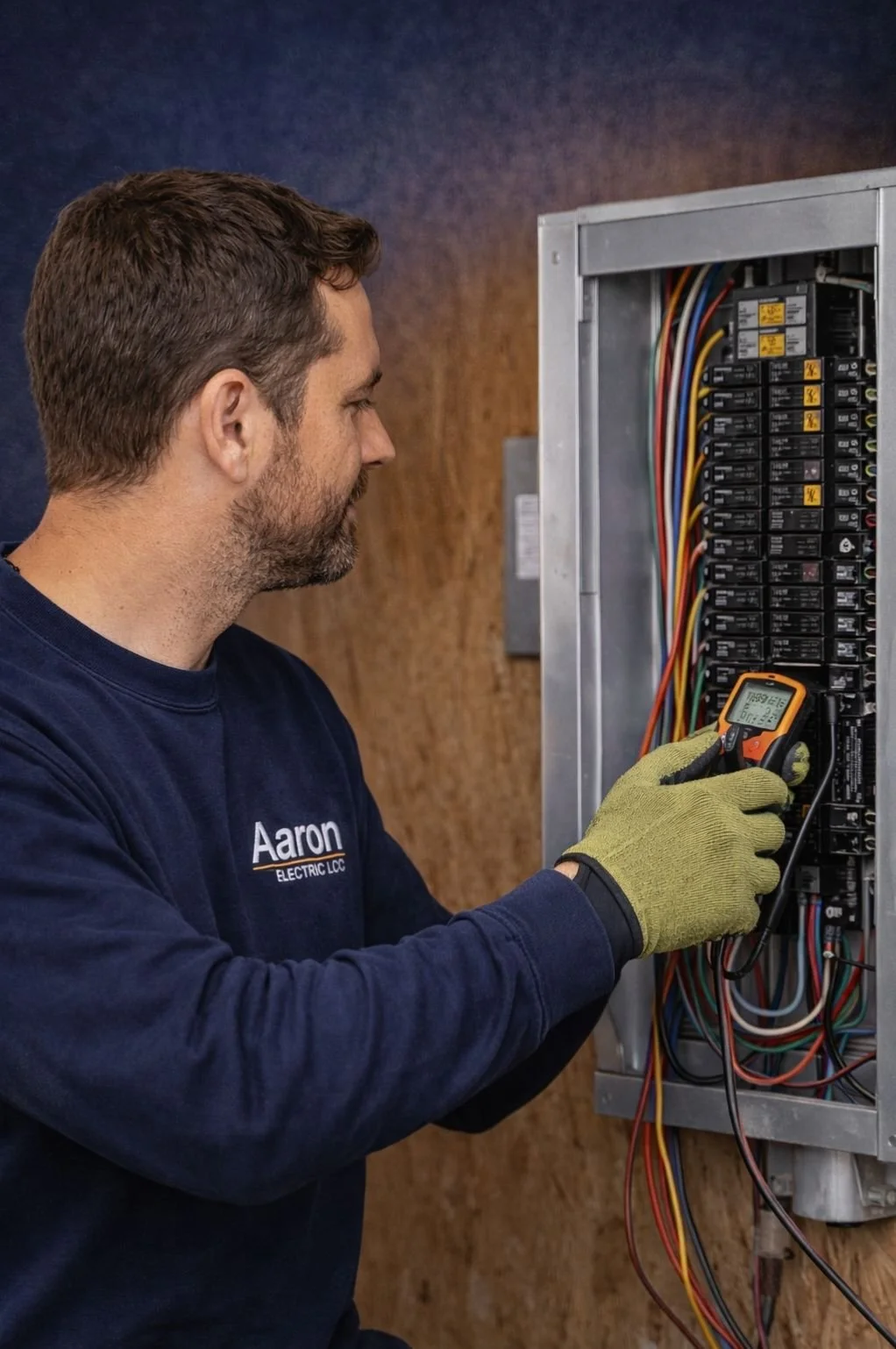 Residential electrician performing on site electrical evaluation in Puyallup WA by Aaron Electric LLC