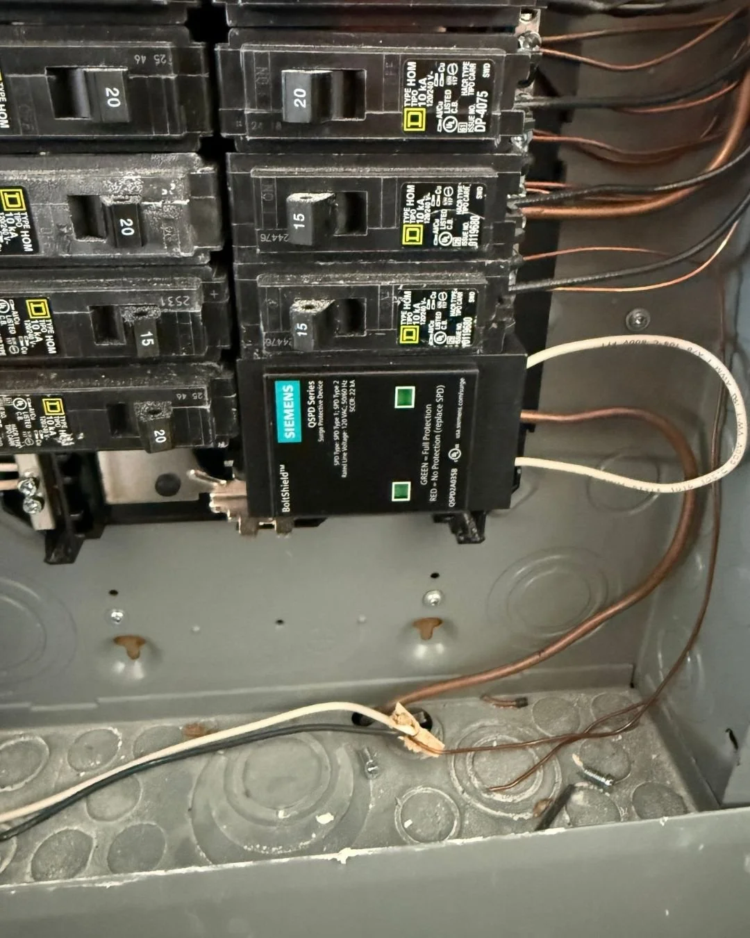 Breaker panel wiring installation in Lakewood WA inside residential electrical panel by Aaron Electric LLC