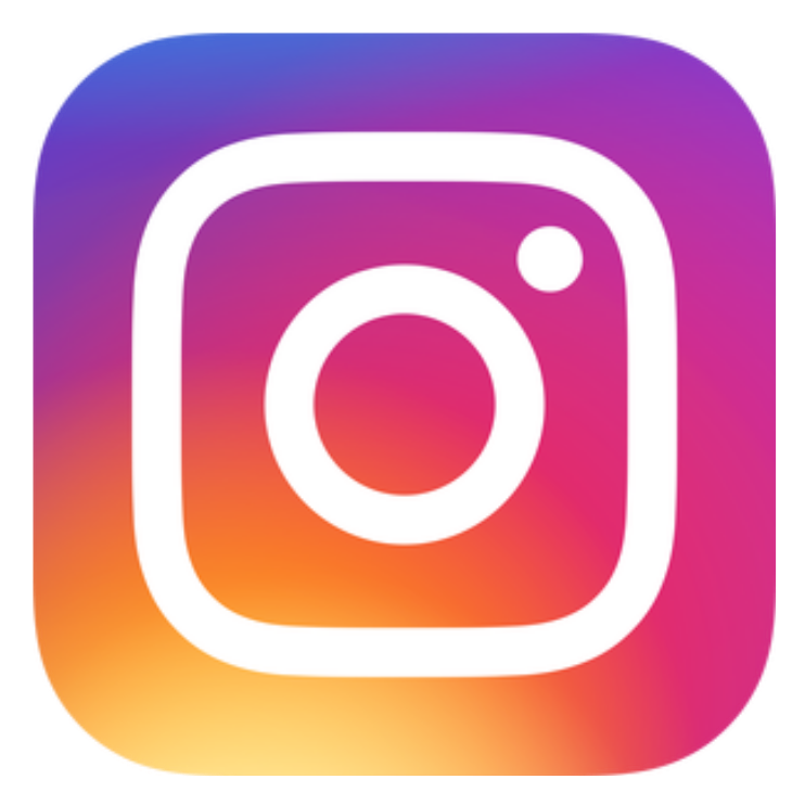 Instagram app icon with white outline, featuring a camera lens and viewfinder on a colorful gradient background.