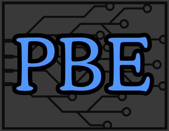 PBE logo with circuit board background