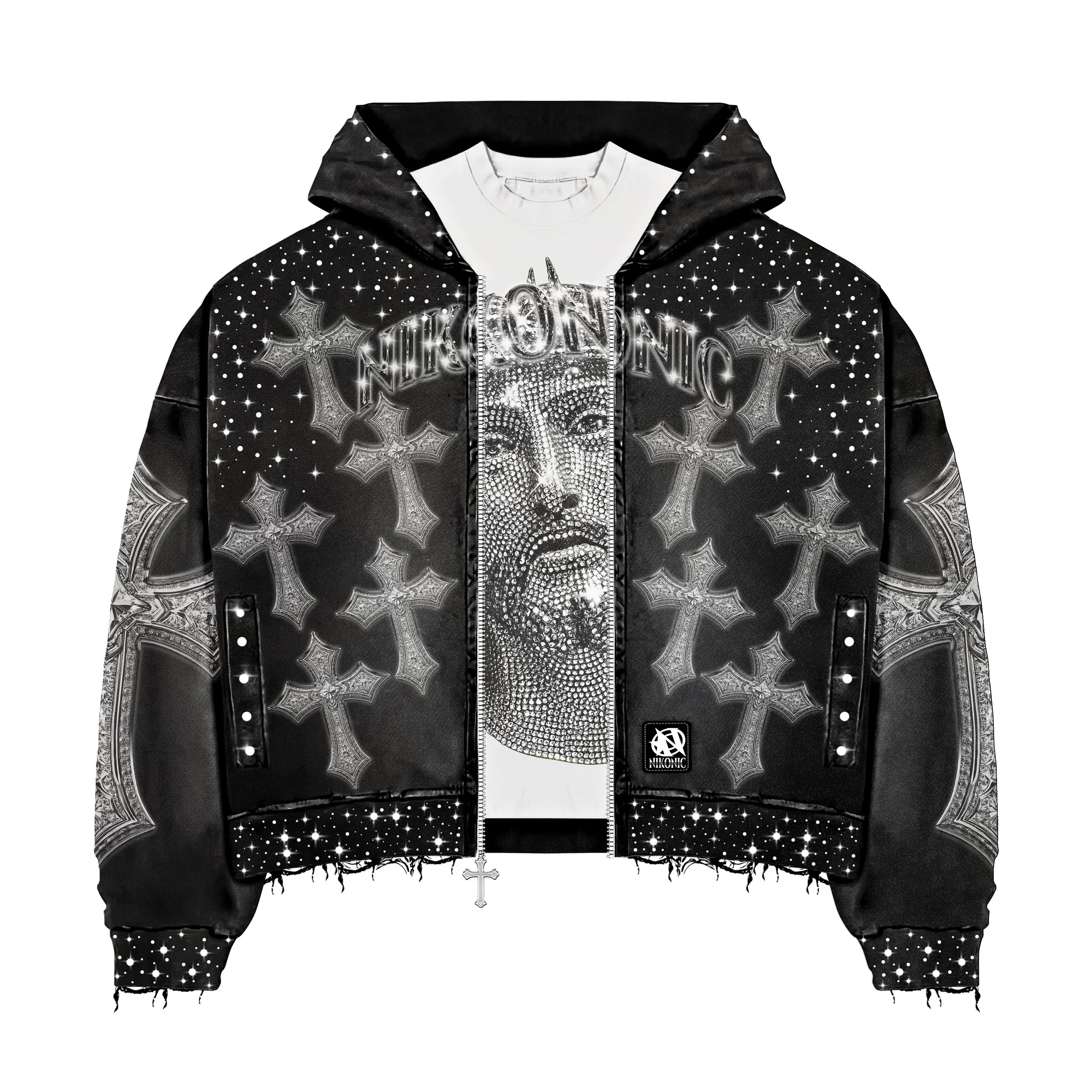 Nikonic Black Cross Zip Up Jacket