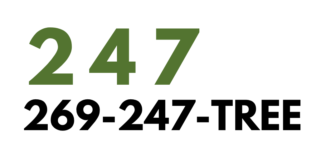 Company logo with the text '247 Tree Pros' in large green and white letters on a black background.