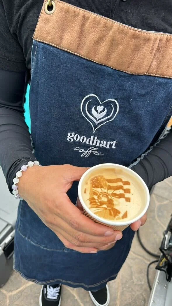 Custom design printed on a latte