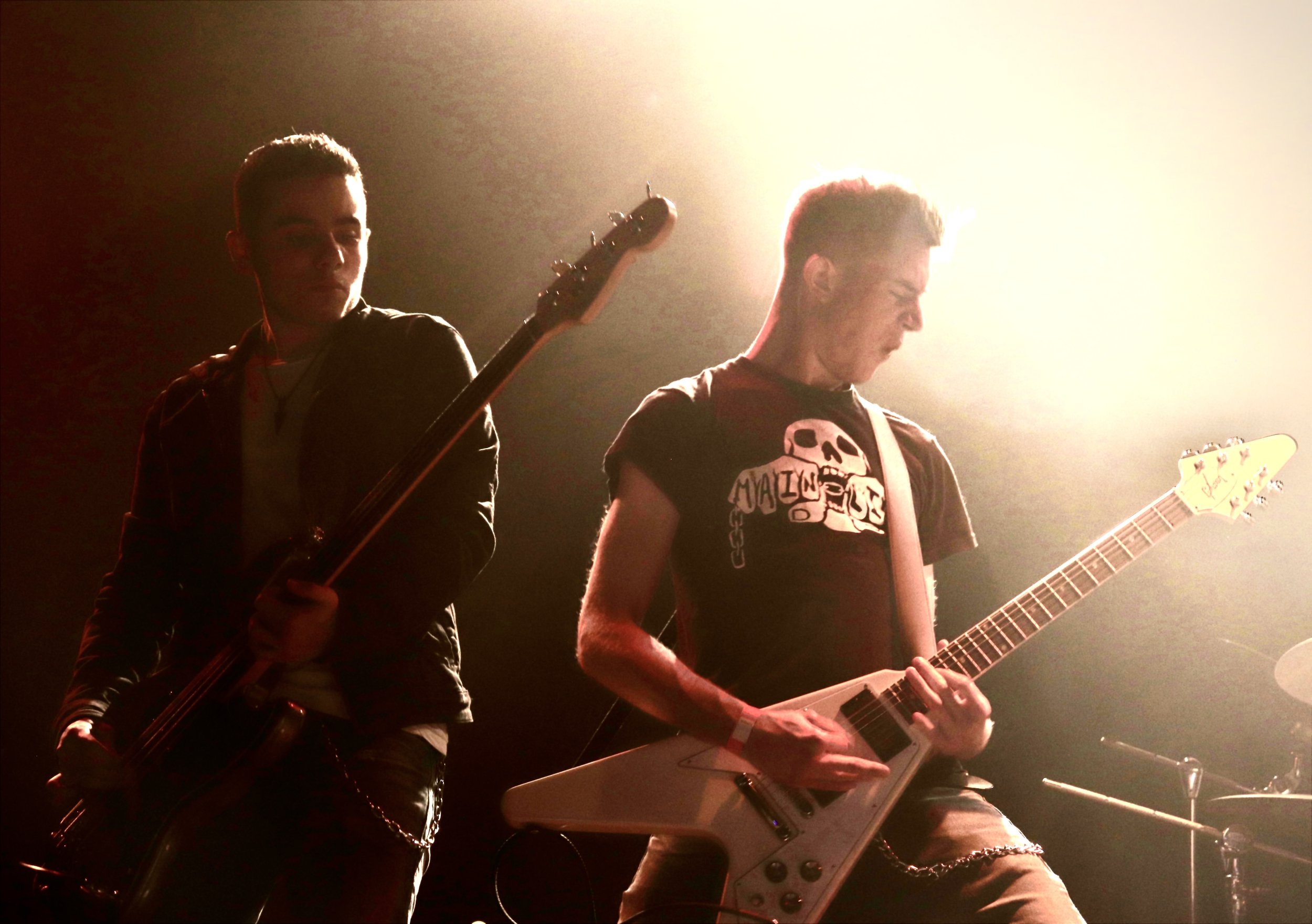 Bassist Anthony Schettino and Guitarist Johnny Iodice performing together at The Chance Theater