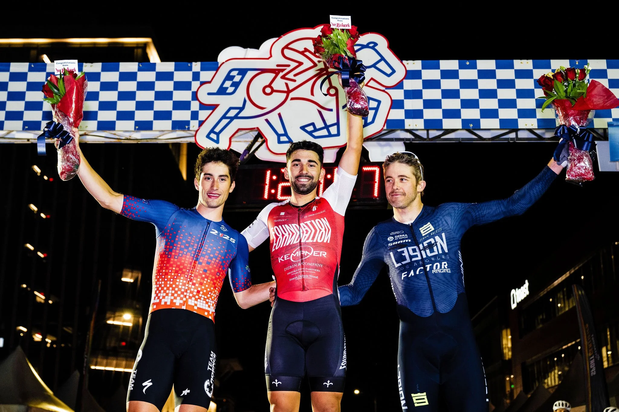 Three of the winners of the 2025 Aksarben Tirc Criterium.