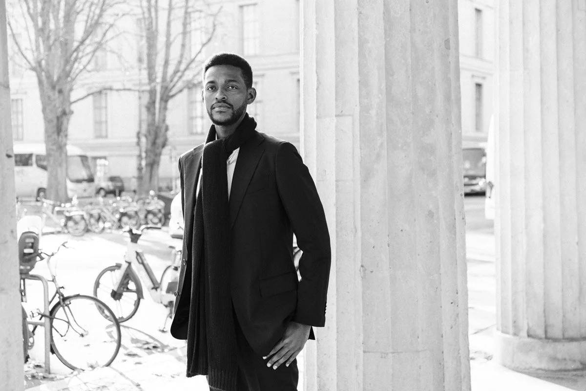 Outdoor portrait session Berlin — man urban editorial style