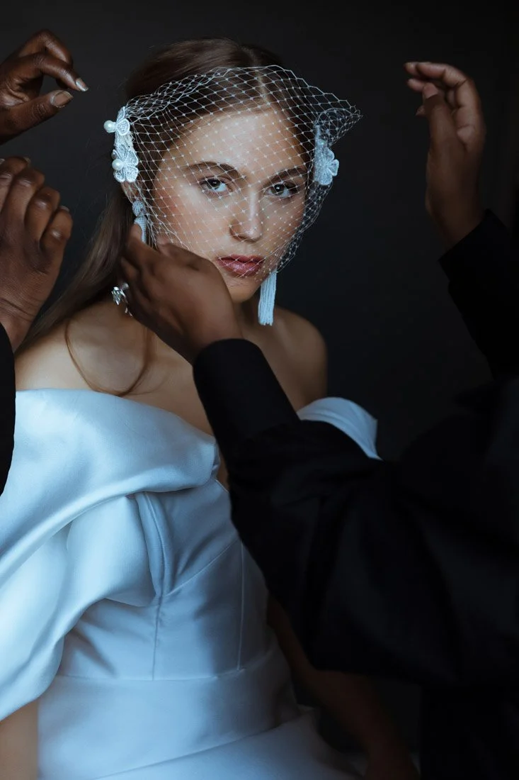  bridal gown photographed in London studio, made to measure wedding dress for independent bridal designer