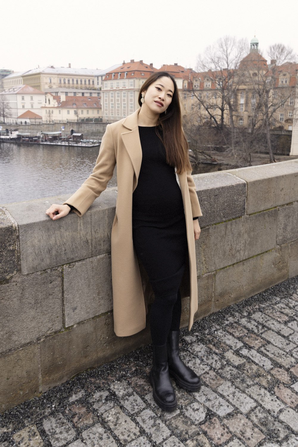 A maternity portrait session in Prague