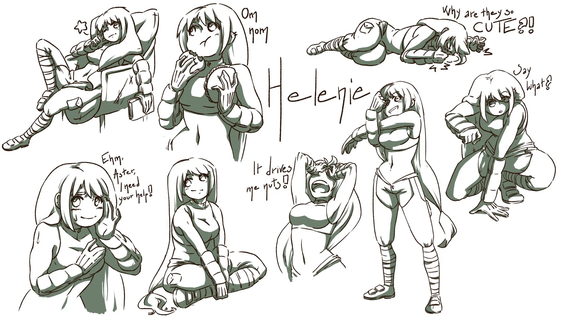 Planche d'expressions d'Hélénie