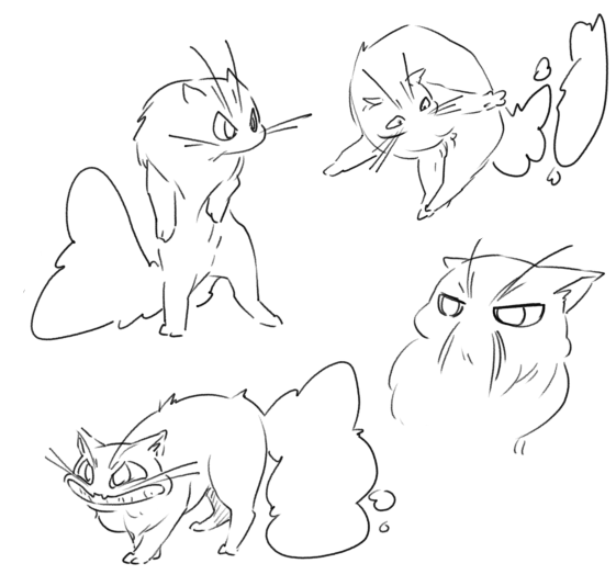 Croquis de recherches sur les expressions de Chantilly