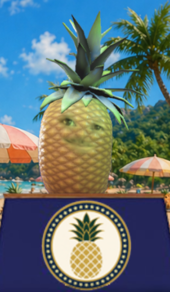image d'un ananas en 3D avec un visage
