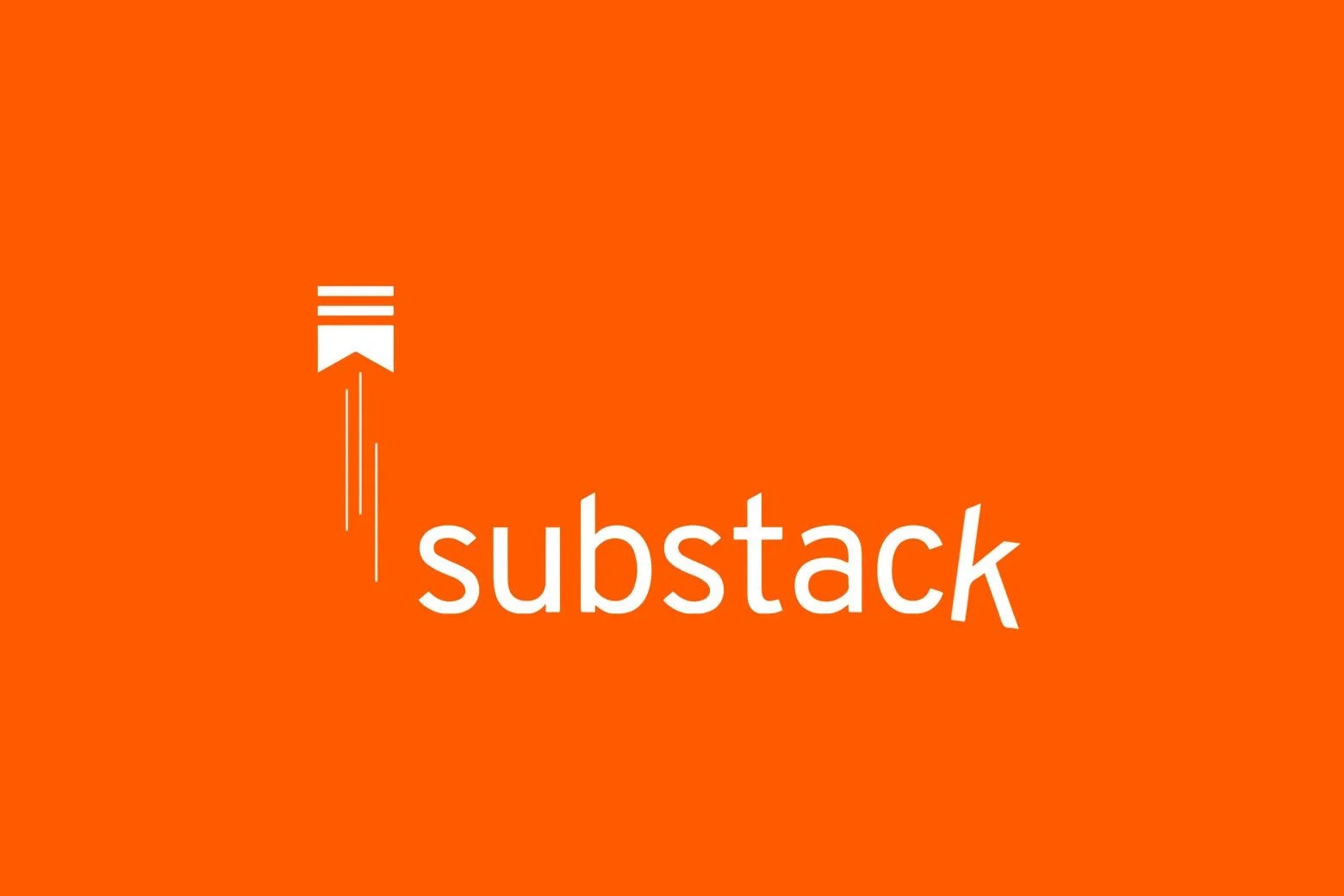 Orange background with the white Substack logo and the word 'substack' written in lowercase letters.