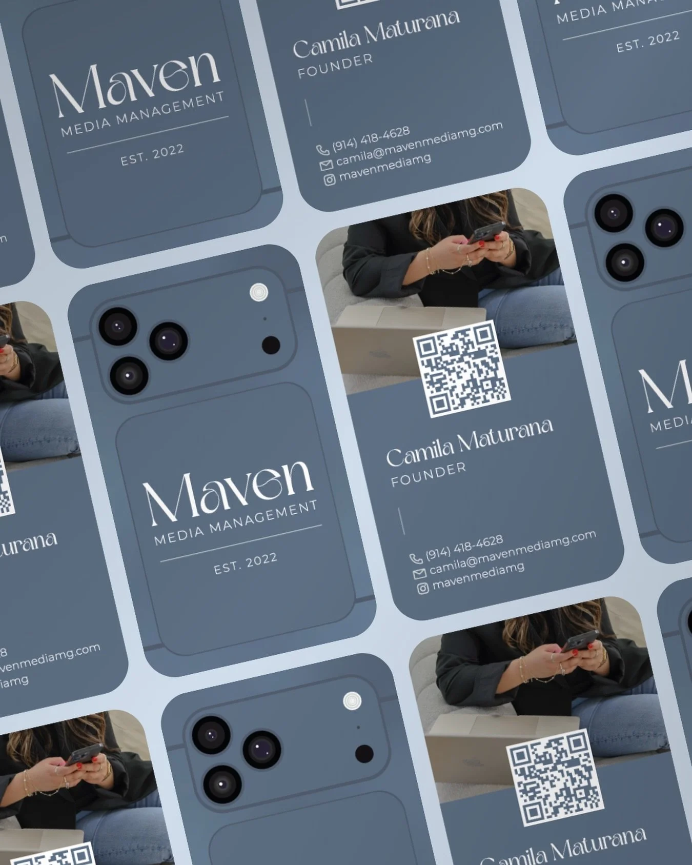 business cards, but make them scroll-stopping 📱✨

designed these phone-inspired cards for my friend Cami at Maven Media Management. this girl is on-brand, down to the last detail! 💅

always a pleasure 🫶🏻 @mavenmediamg 

#businesscarddesign #print