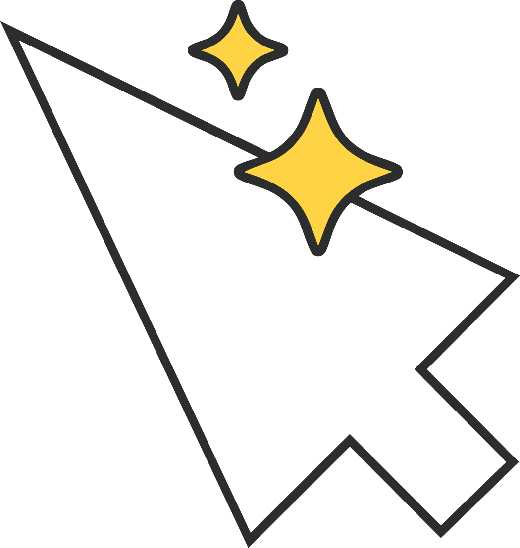 Illustration of a black ribbon with two gold stars or sparkles on it.