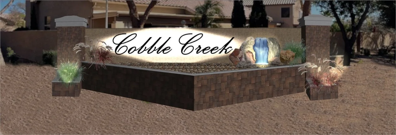 COBBLE CREEK - NEW - WATER FEATURE 3 - NIGHT VIEW - PAVERS.jpg