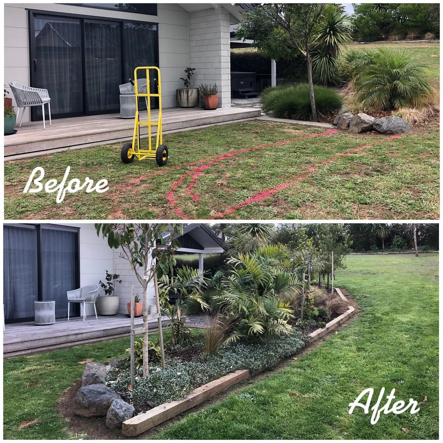 Garden upgrade by @williamsgardensnz - servicing Hamilton and the greater Waikato since 2020 🌊 🌊🌴 &hellip;&hellip;&hellip;&hellip;&hellip;&hellip;&hellip;&hellip;&hellip;&hellip;&hellip;. #gardendesign #gardendesigner #beforeandafter #landscaping 