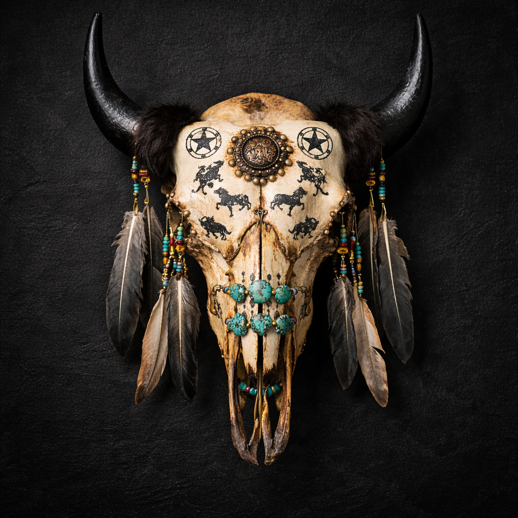 Skull Art & Buffalo Hides