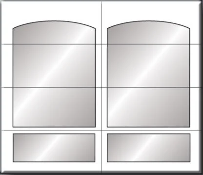 A grid with four large mirror-like reflective surfaces and two smaller reflective surfaces at the bottom.