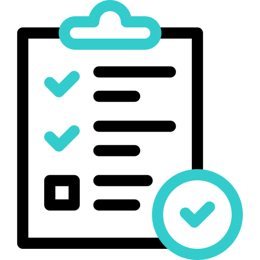 Icon of a checklist with three items with a checkmark.