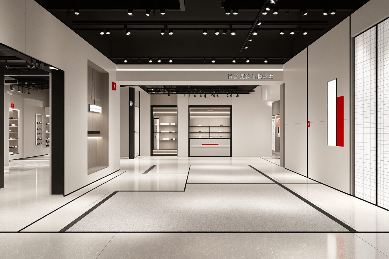 clean white and black accent commercial space