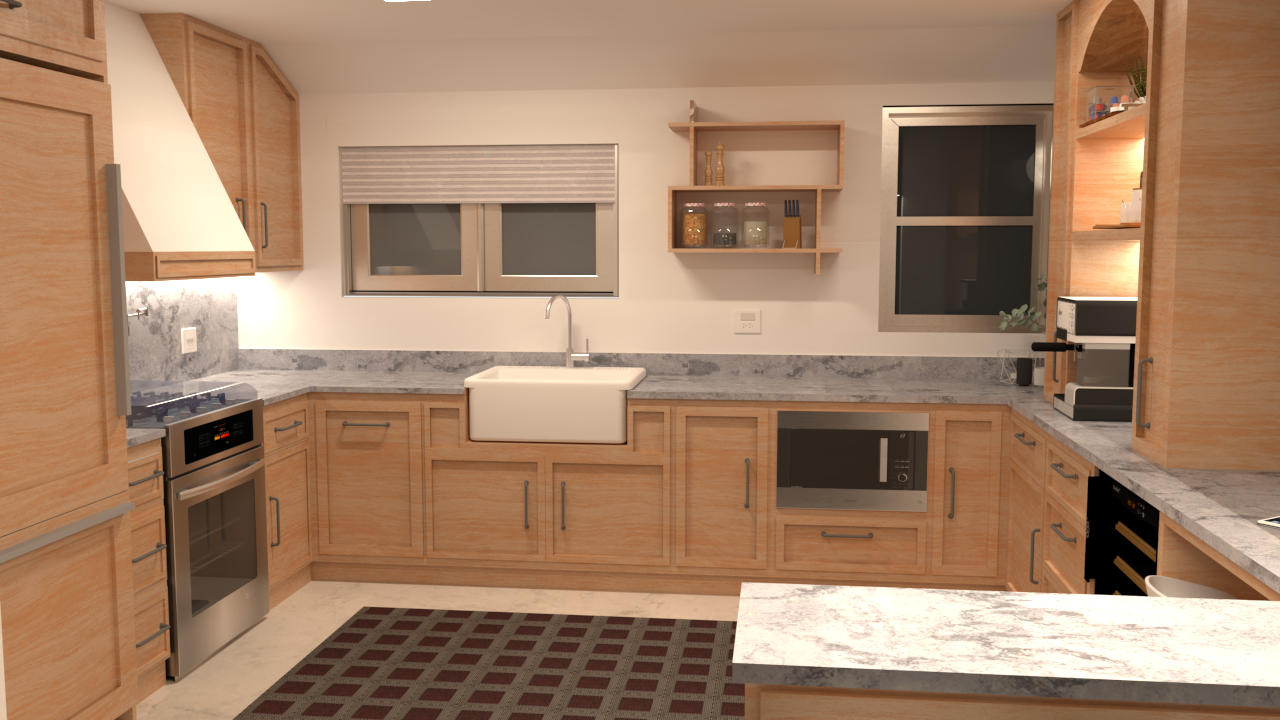 3D render of kitchen project in NYC