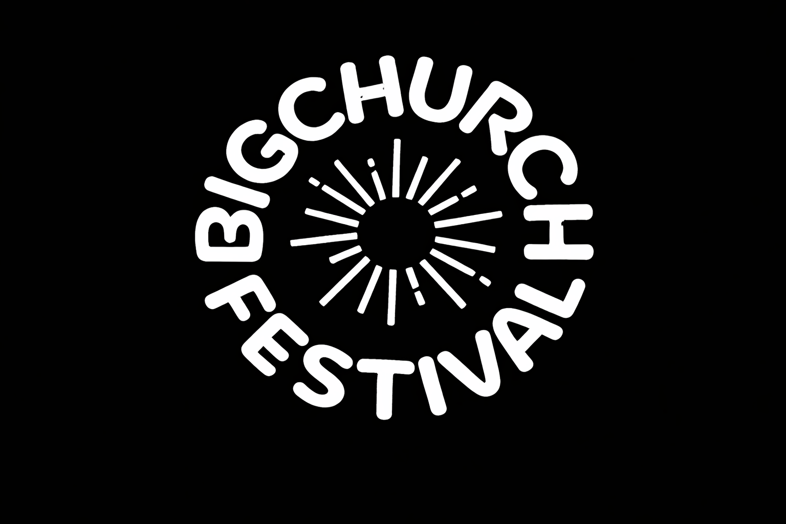 Logo of the Big ChurcH Festival with stylized sunburst design and circular text.
