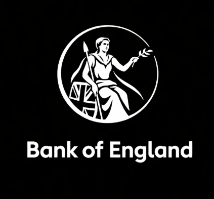 Bank of England logo featuring a seated woman holding a branch, with the text 'Bank of England' below.
