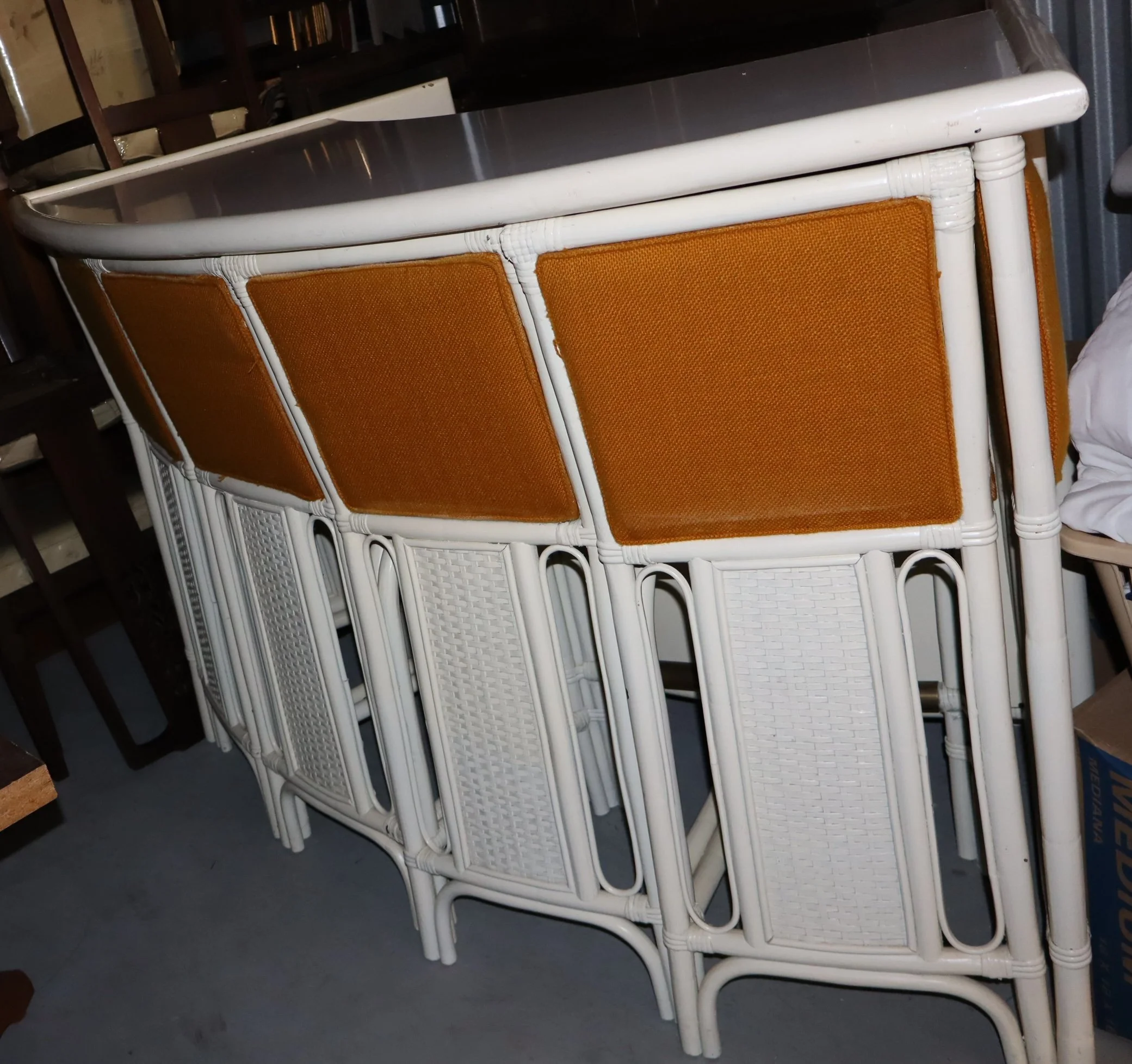 Mid Century White Bamboo Nesting Bar Set