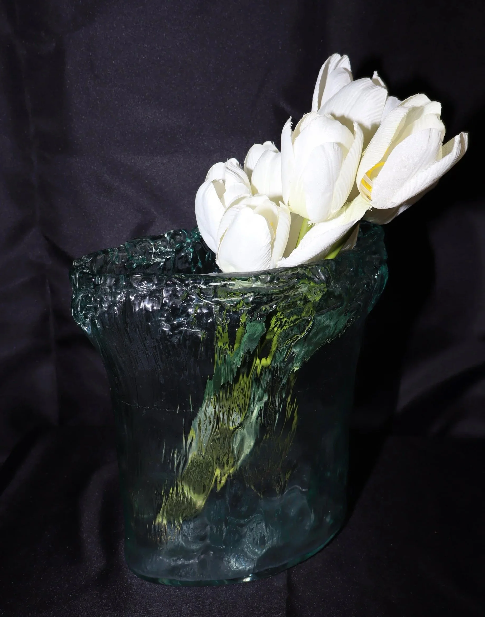 Spanish recycled Iceberg glass vase- large and heavy