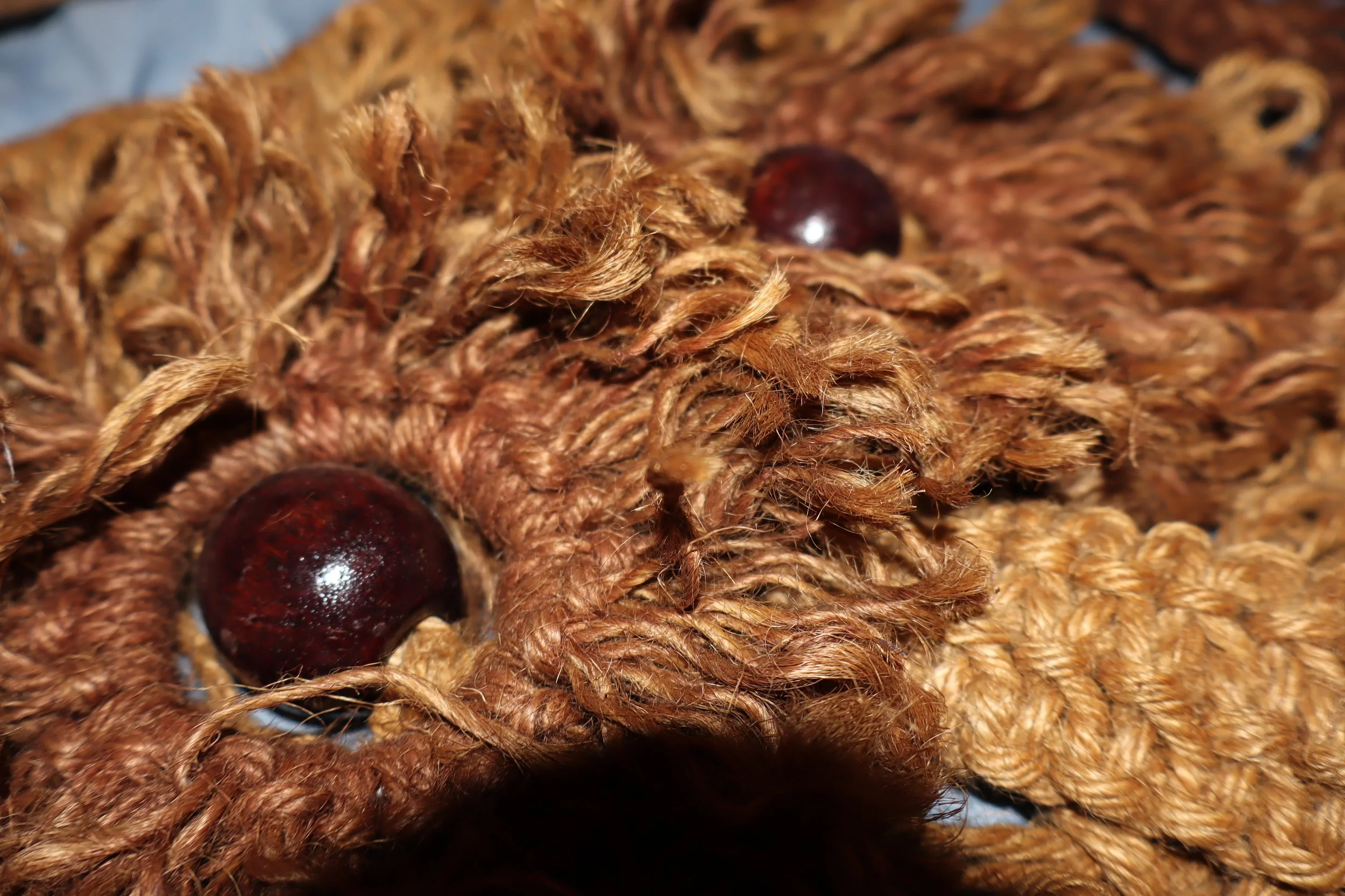 1970s handmade jute macrame owl