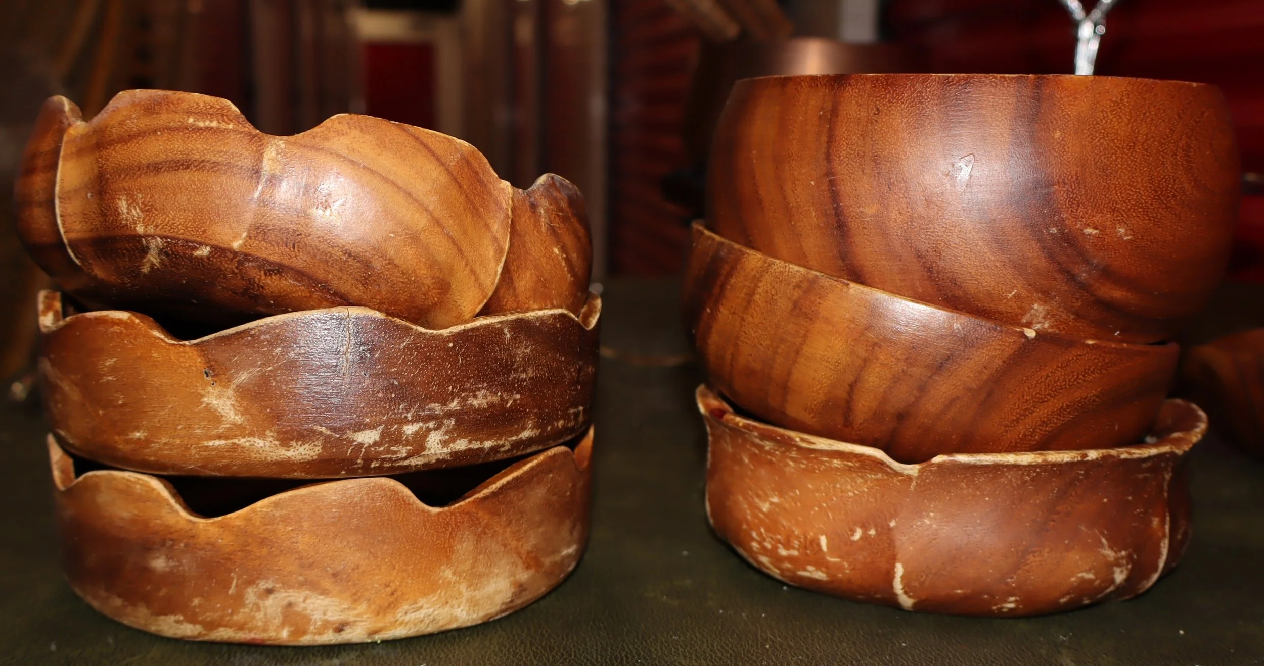 Assortment of wood carved MCM bowls