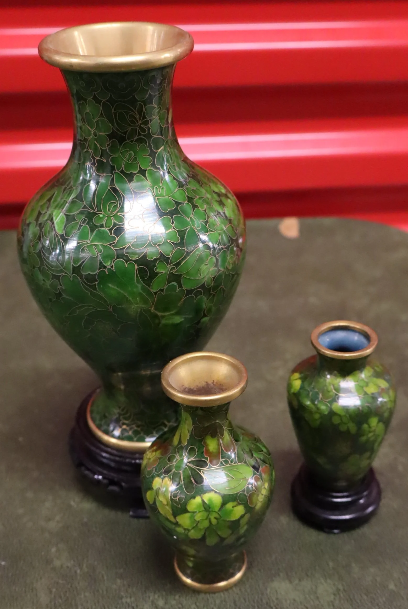 vintage Chinese cloisonné enamel set