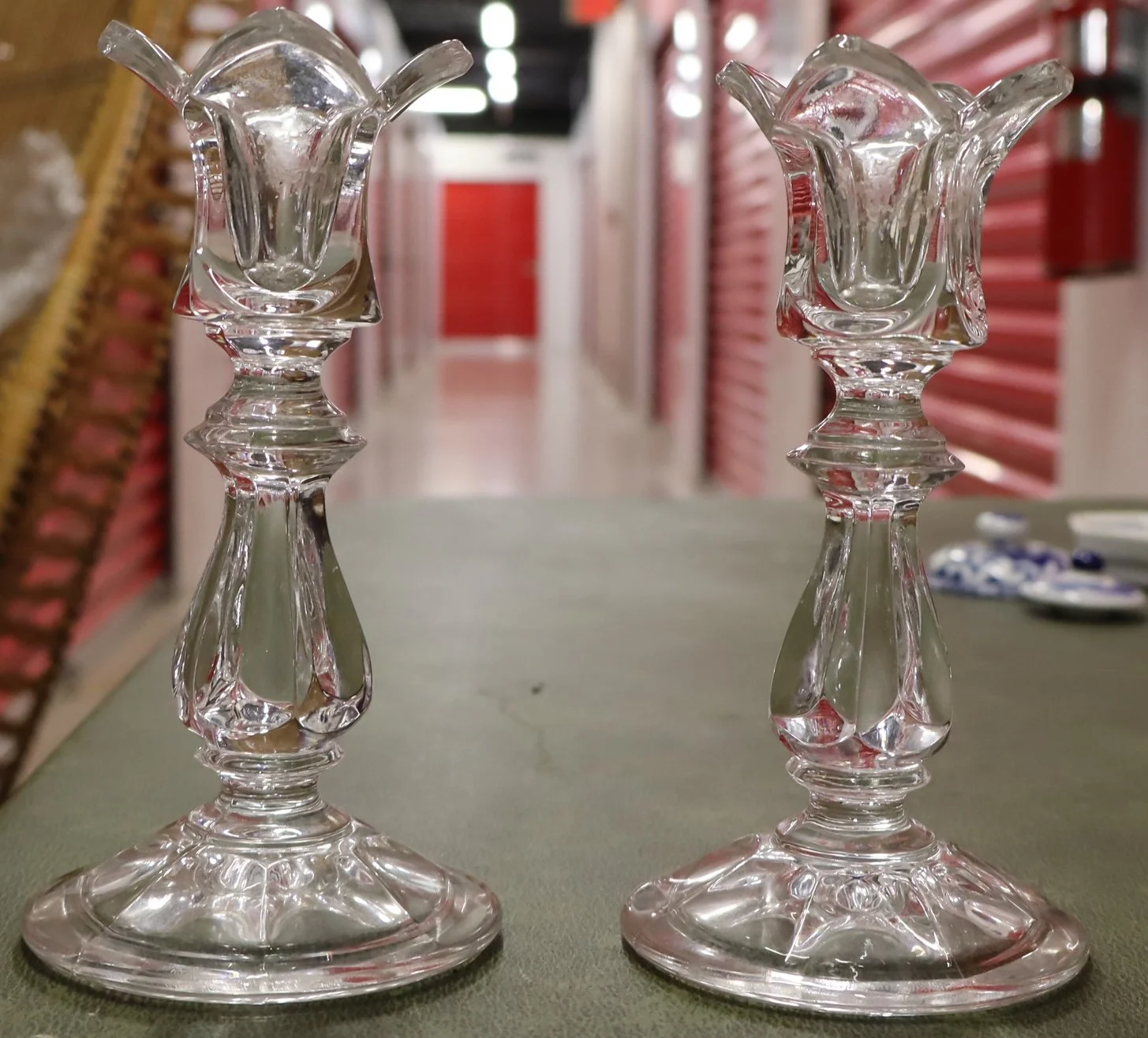 Pair of Gorham Crystalites Collection Tulip crystal candlesticks