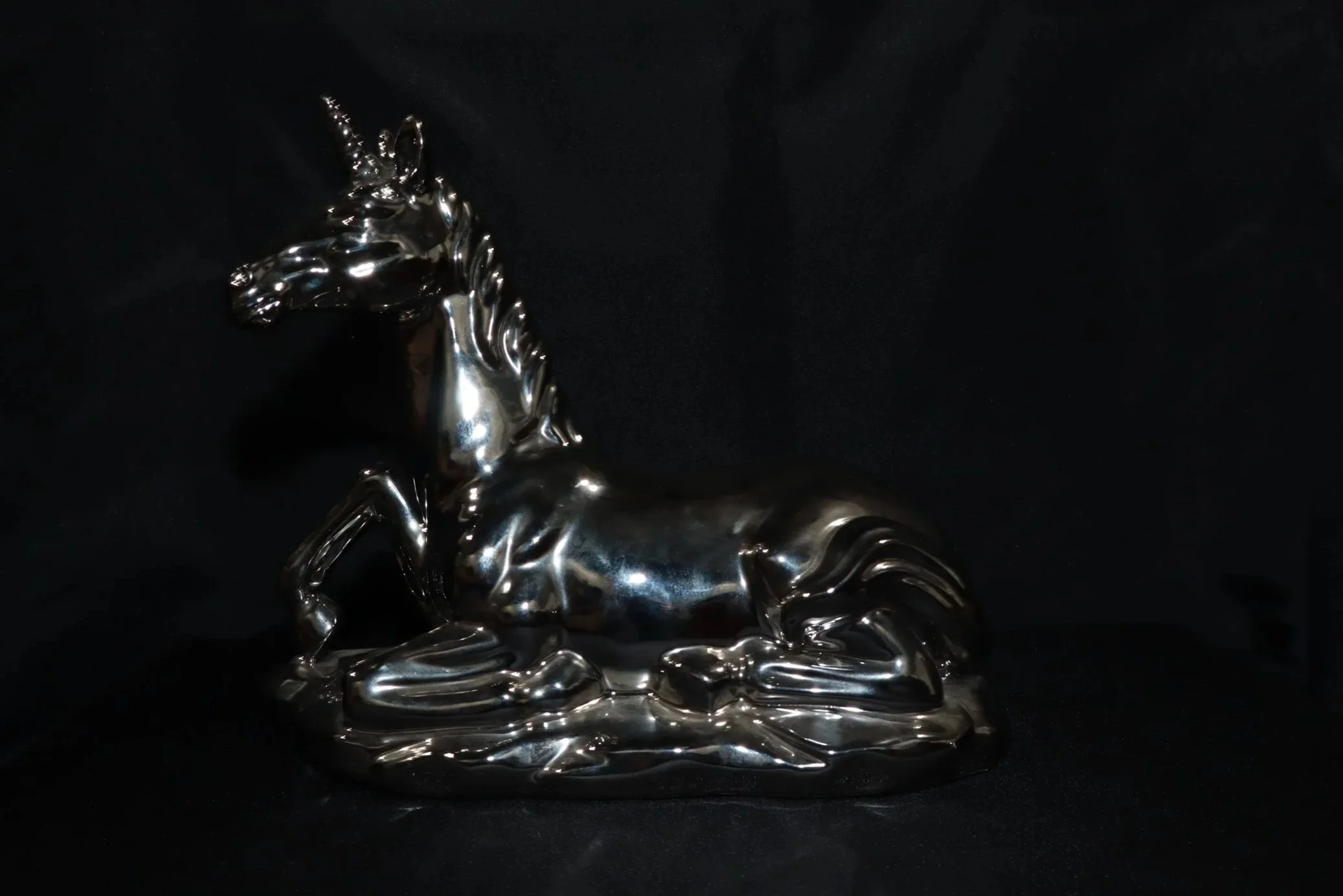 Silver ceramic unicorn