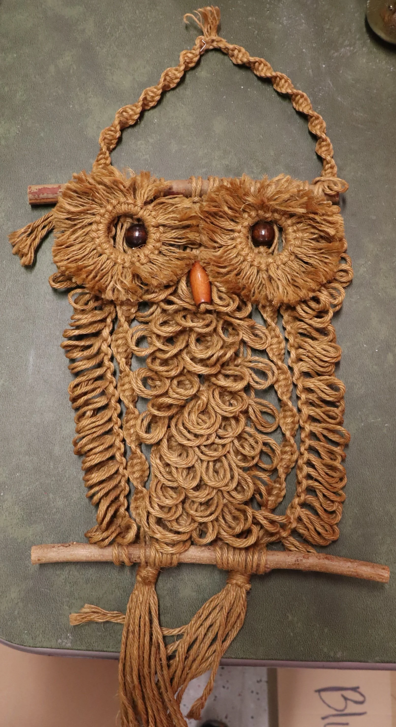 1970s Macrame Owl Wall Hanger