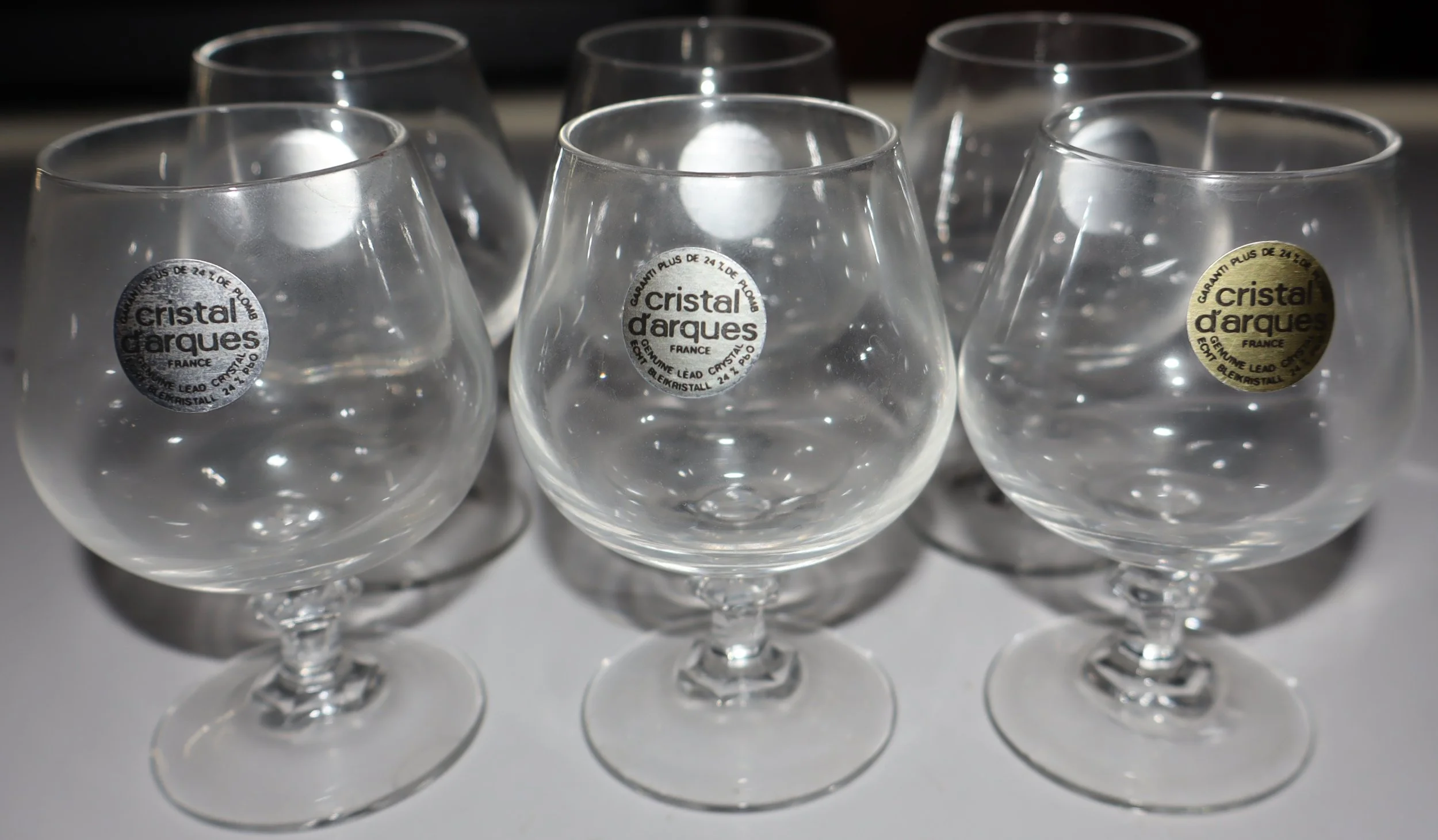 vintage Cristal d'Arques Durand crystal brandy snifters