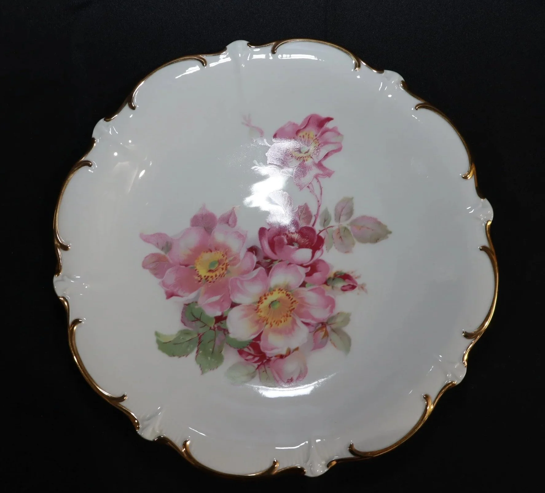 "Wild Rose" gold trimmed serving plate