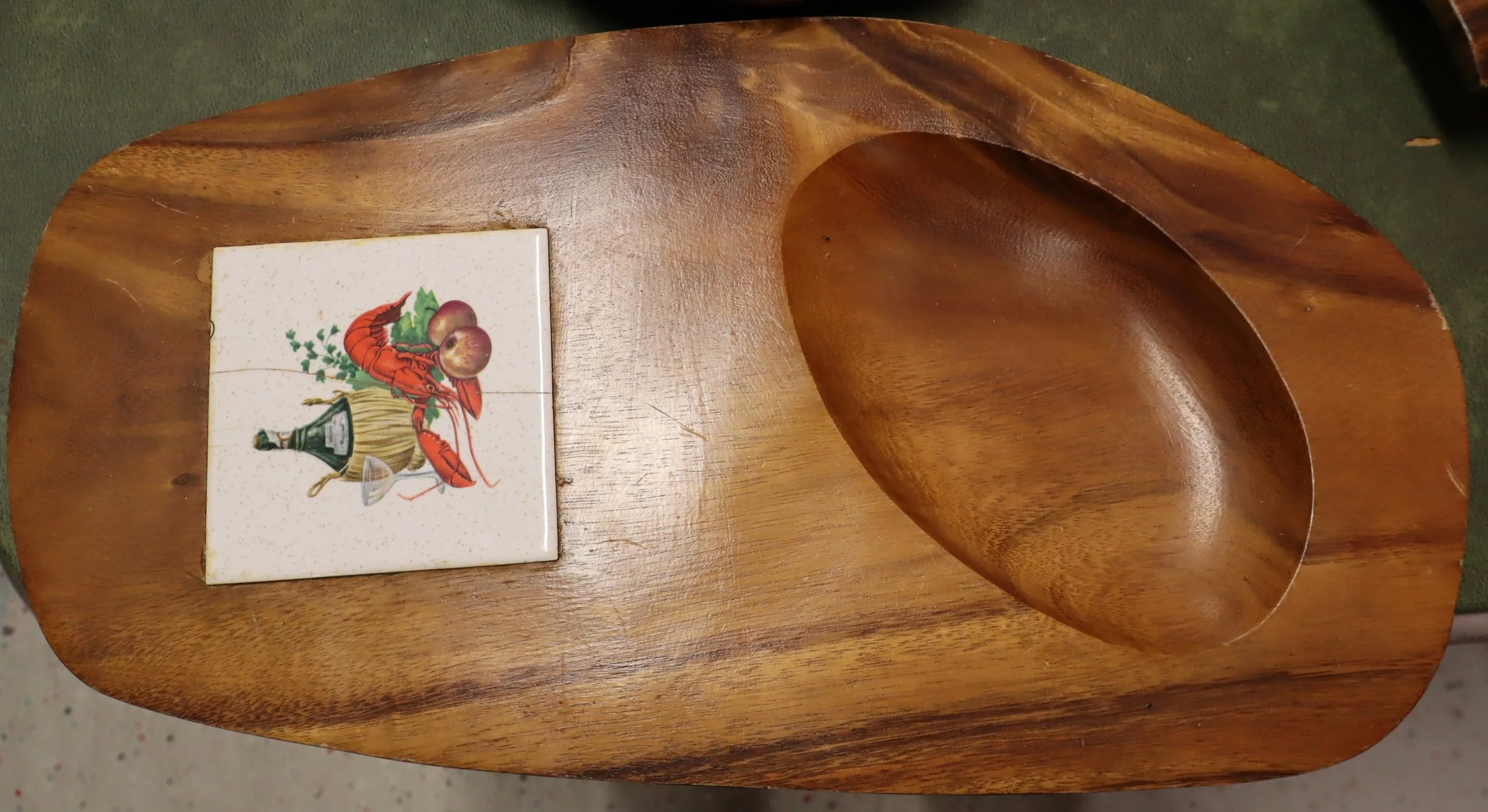 vintage Mid-Century Modern wood serving platter
